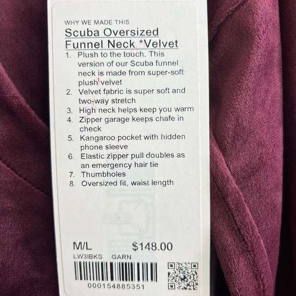 NWT Lululemon Velvet Maroon Half-Zip Sweatshirt (M/L) - Picture 3 of 5